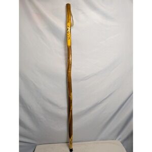 Hand Carved Wood Hiking Stick 56" Navy Veteran Signed Folk Art Walking Staff